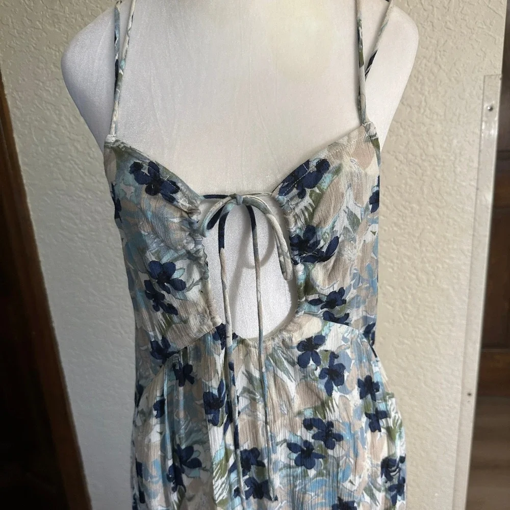 FREE PEOPLE BLUE MULBERRY KEYHOLE MAXI DRESS XTRA SMALL BOHO STRAPPY - Picture 9 of 15